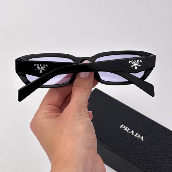 Prada PRB06S Rectangle Sunglasses – Black Frame Violet Lenses | Model 16K40J - Picture 3 of 9